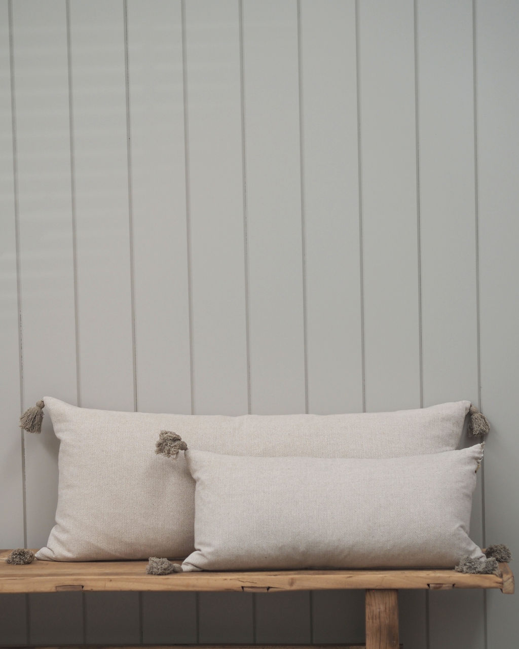 Cotton Herringbone Breakfast Cushion Taupe  - 2 sizes