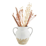 STONEWARE VASE W/ HANDLES White