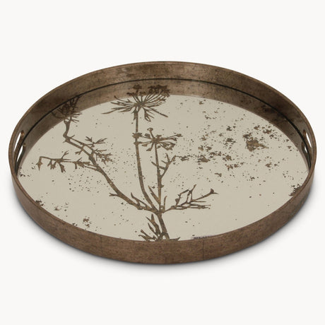 WALTHAM ROUND MIRRORED COW PARSLEY TRAY/SML