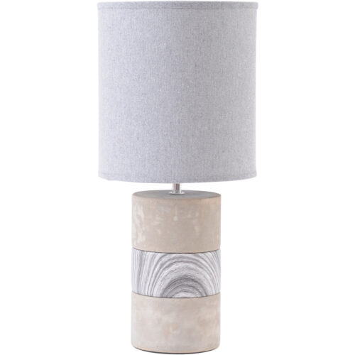 Concrete and Porcelain Table Lamp with Natural Shade