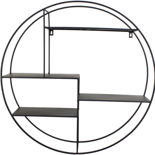 Cohan circular black metal wall shelf