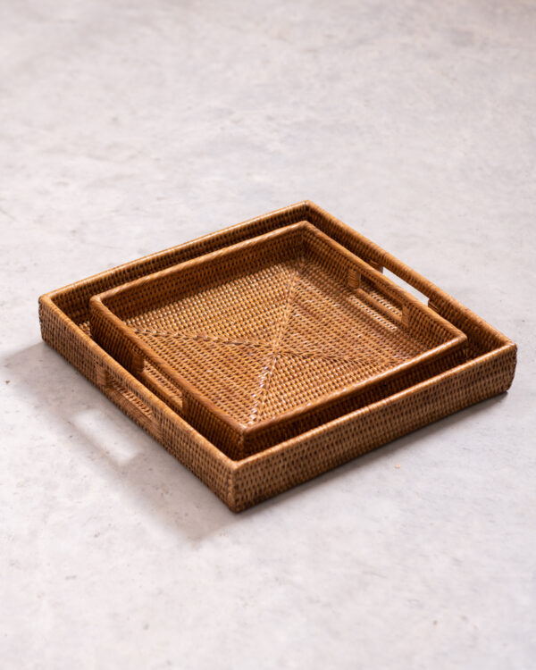 rattan square tray