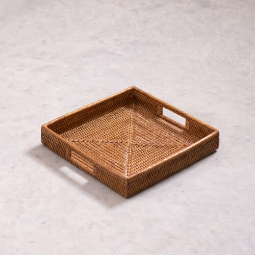 rattan square tray