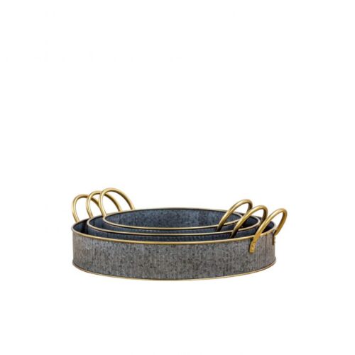 Adeline Tray Galvanised grey and gold  Small (3 sizes)