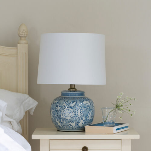 alga round blue table lamp