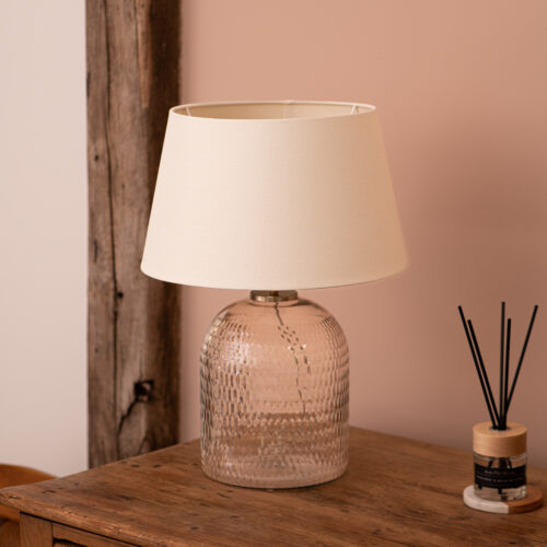 david pink glass lamp with shade