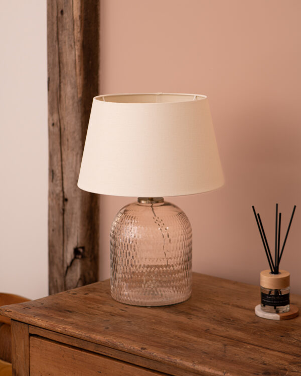david pink glass lamp with shade