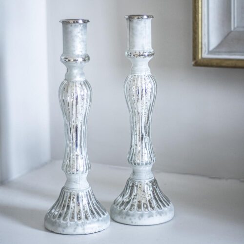 glass silver candlesticks