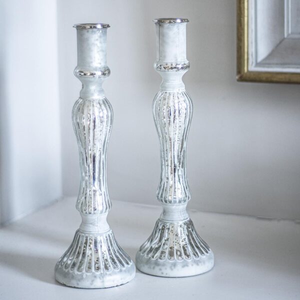 glass silver candlesticks