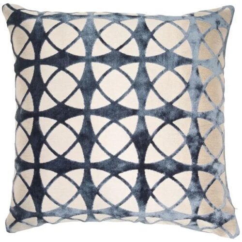 spiral blue cut velvet cushion 56cm