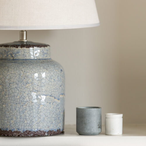 milos blue ceramic glazed lamp base with shade