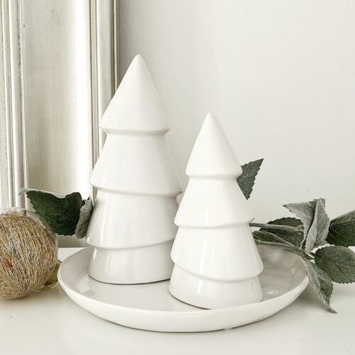 white ceramic classic christmas trees