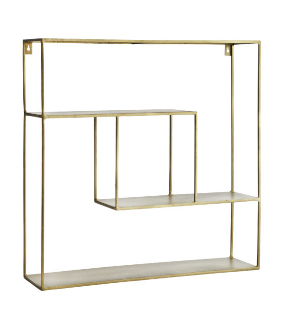 antique brass quadratic shelf