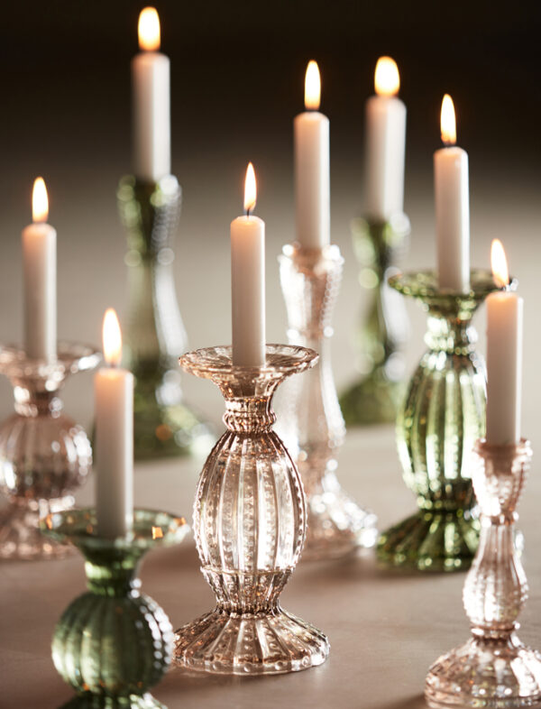 olive green glass candle holder