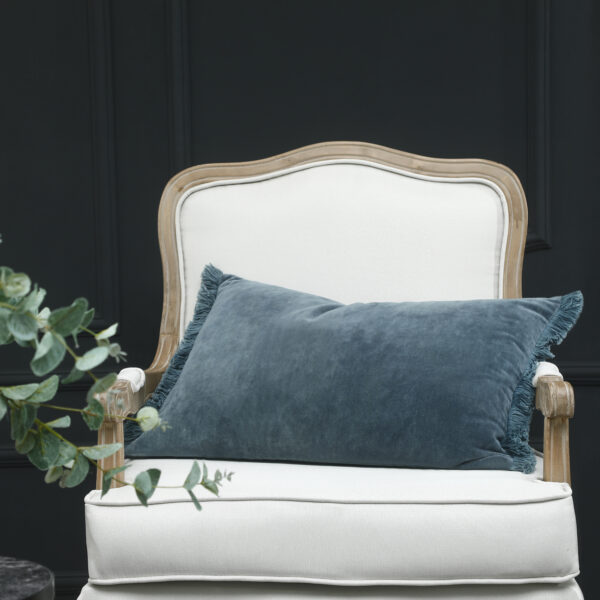 mm linen blue stone velvet cushion 60x40cm