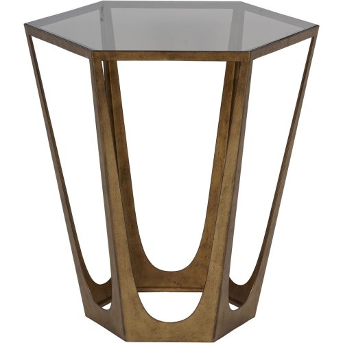 Terassa Champagne and smoked Glass side table in Catalan style libra