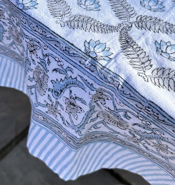 whispers blue and grey 100% cotton table cloth