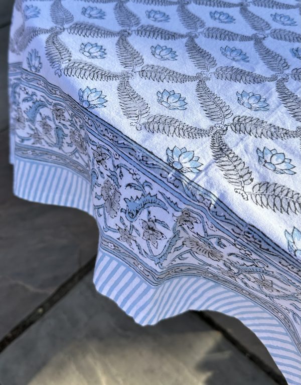 whispers blue and grey 100% cotton table cloth