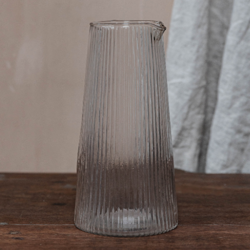 RECYCLED RIBBED GLASS WATER JUG