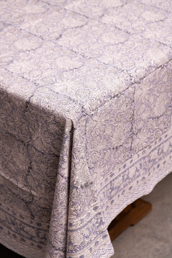 namaskar grey block print tablecloth