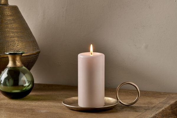 Dimali Metal Candle Holder with Handle - Antique Brass