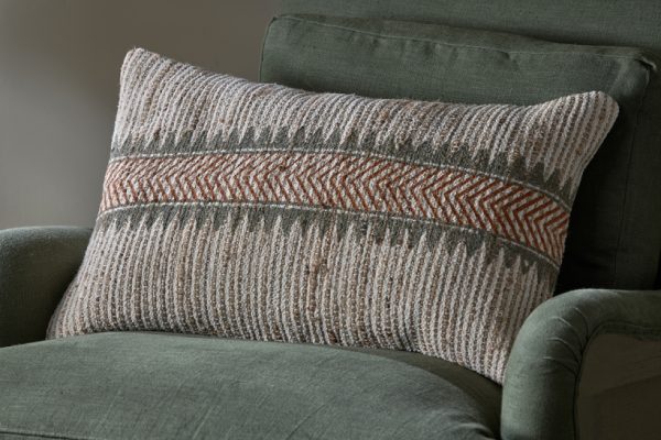 Zairya Jute & Cotton Cushion Cover - Natural & Rust - 60 x 40cm
