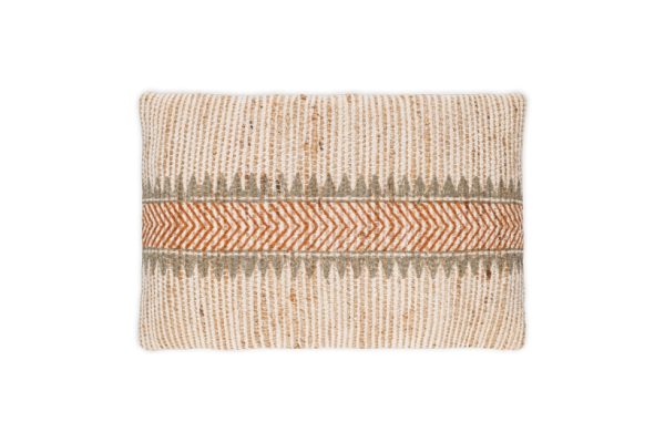 Zairya Jute & Cotton Cushion Cover - Natural & Rust - 60 x 40cm