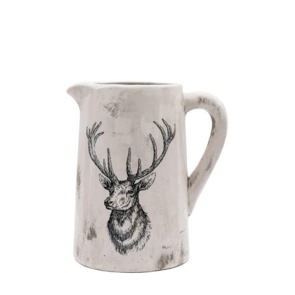 stag pitcher vase distressed