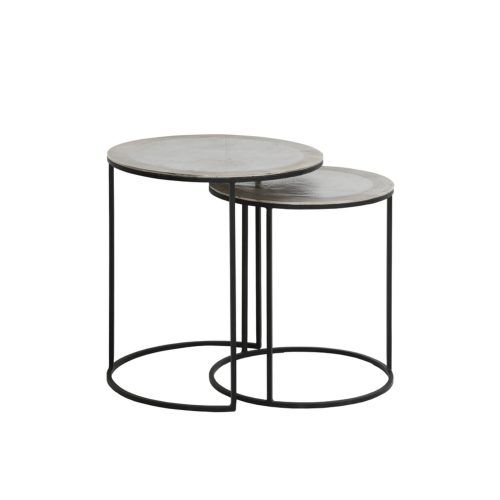 light and living raw nickel set of 2 side tables