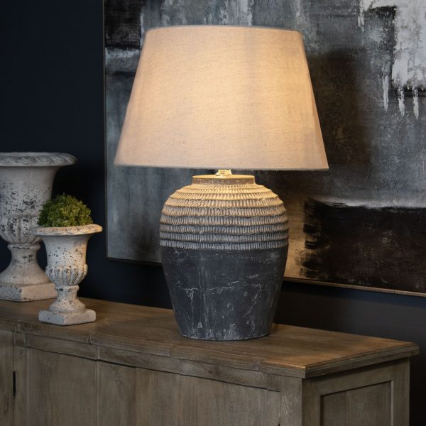 Amalfi Grey Stone Carved Lamp