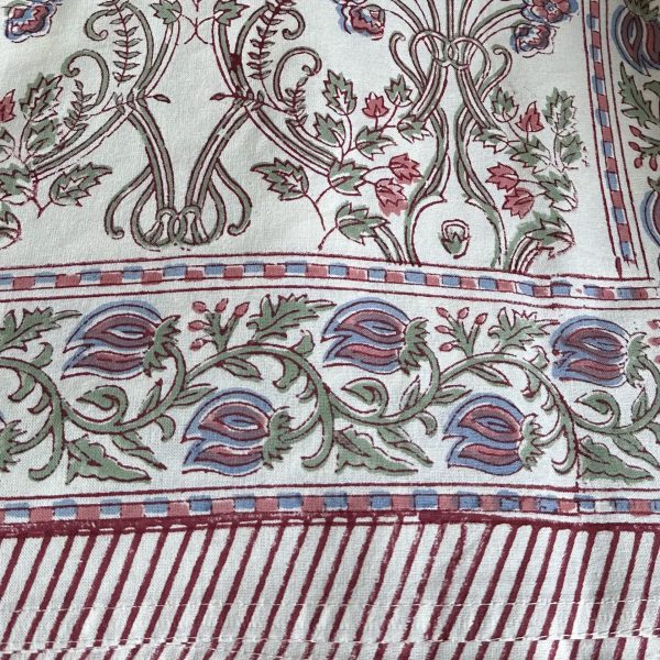 pooja biggie best green and lavender block print table cloth