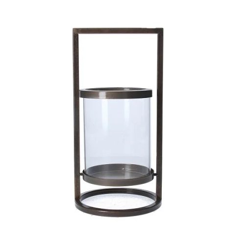 Metal/Glass Lantern 24.8cm - Bronze