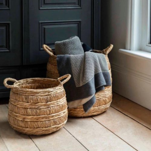 SET OF 2 BILBERRY WOVEN BASKETS - ROUND