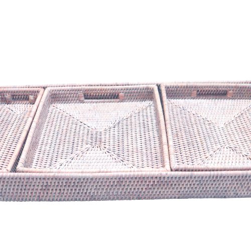 4 in one white rattan tray